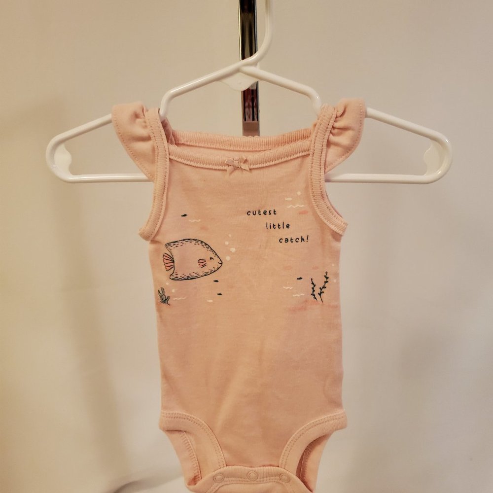 Onesie, Newborn Pink w/fish (Carter's)